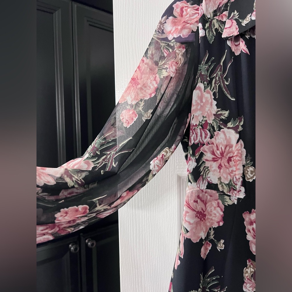 Bardot Floral Print Long Sleeve Chiffon Dress size 6 - Picture 10 of 13